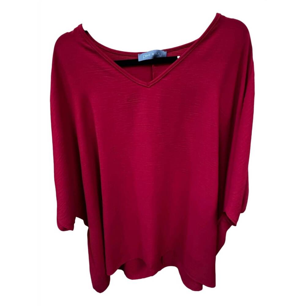 NEW PIXI + IVY women's v neck tunic top in red